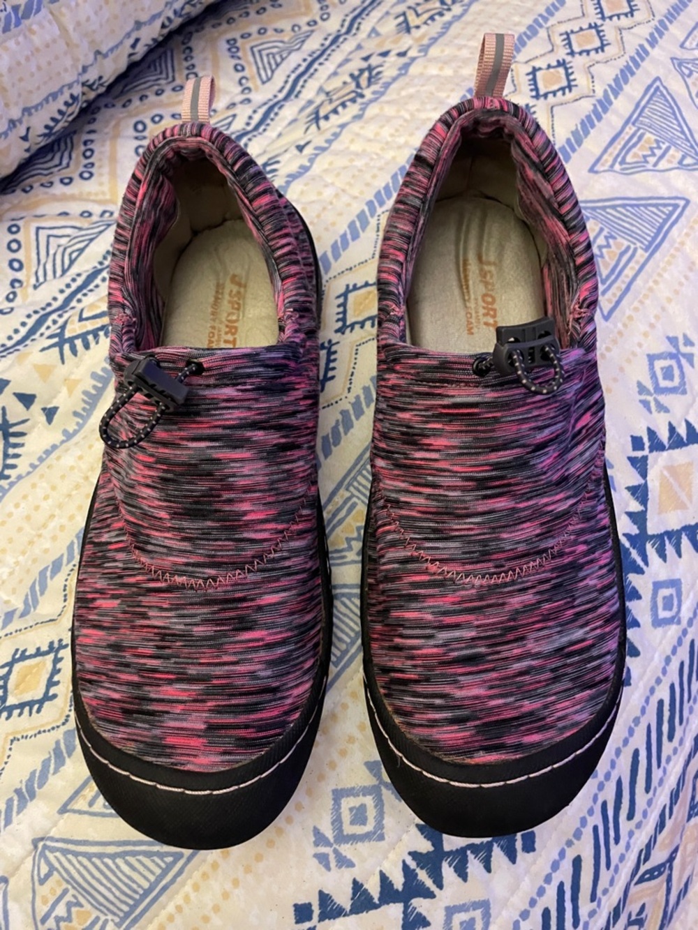 JSport by Jambu Pink and Black Slip-On Flats